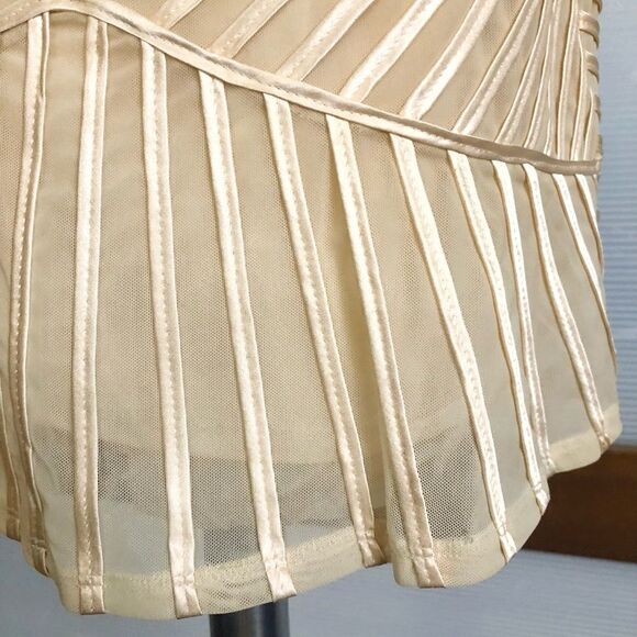 BEBE Cream Strapless BodyCon Mermaid Ruffle Tulle Satin Ribbon Mini Gown Sz S - Picture 5 of 8